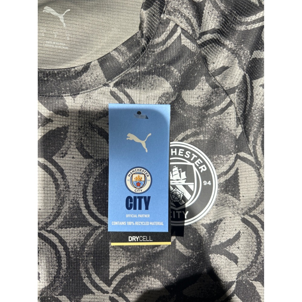 Puma Manchester City MCFC Warm Up Jersey Mens Small Black Gray 782167 11 NWT - Picture 4 of 6